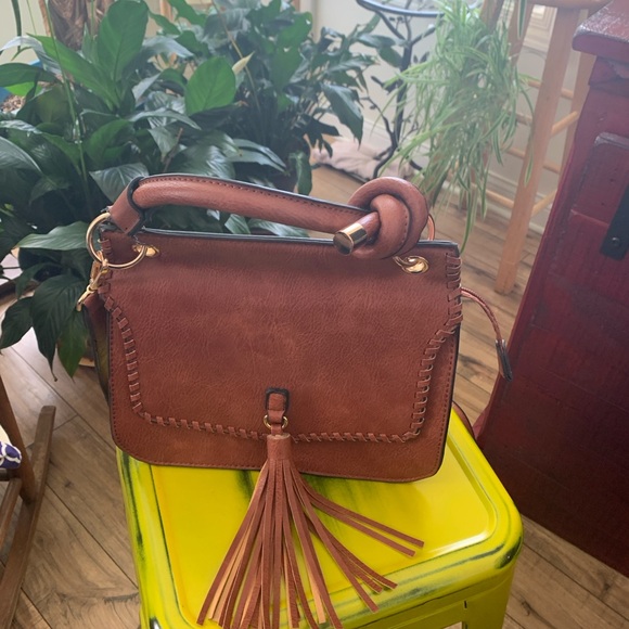 Top handle tassel crossbody Brown Leather bag - Picture 3 of 9